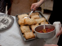Salmon Pastry Filo Boxes Served With Tomato Jam